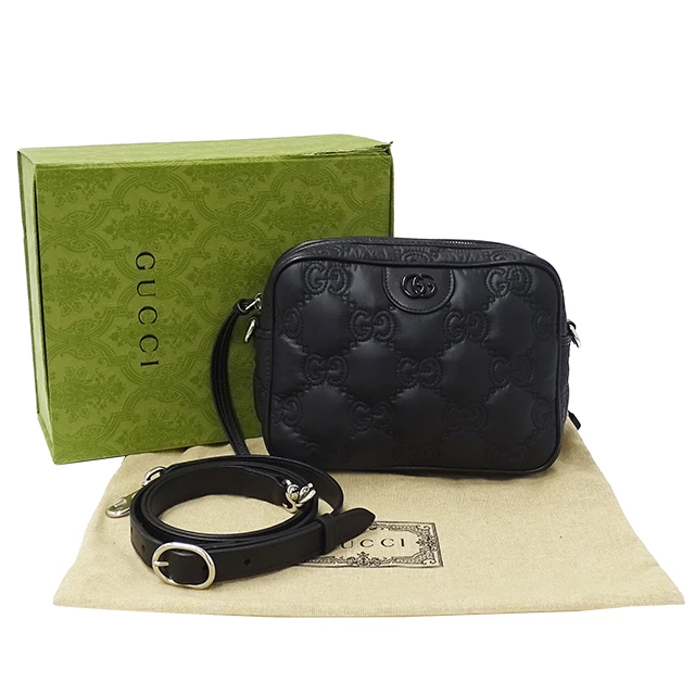 Gucci Black GG Matelasse Nylon Small Shoulder Bag