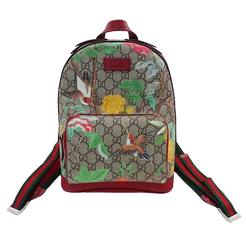 Gucci Beige/Red GG Supreme Canvas and Leather Tian Print Backpack