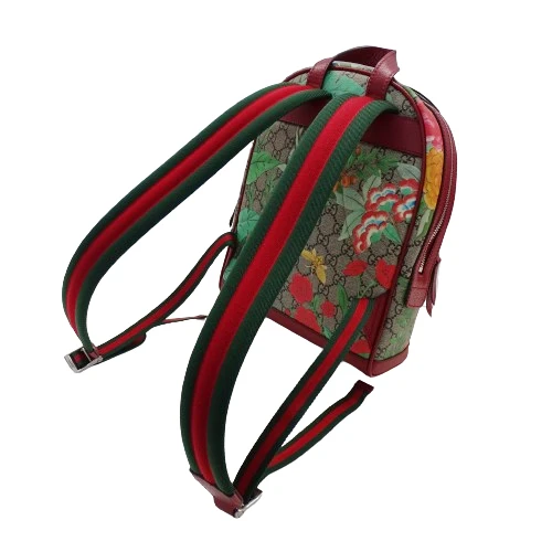 Gucci Beige/Red GG Supreme Canvas and Leather Tian Print Backpack