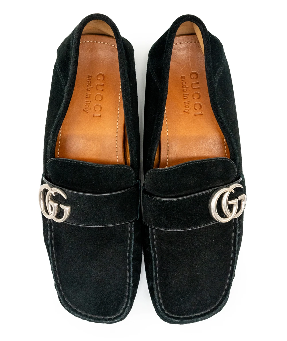 Gucci Size 40.5 Suede Men's Driver Queen Loafer in Black