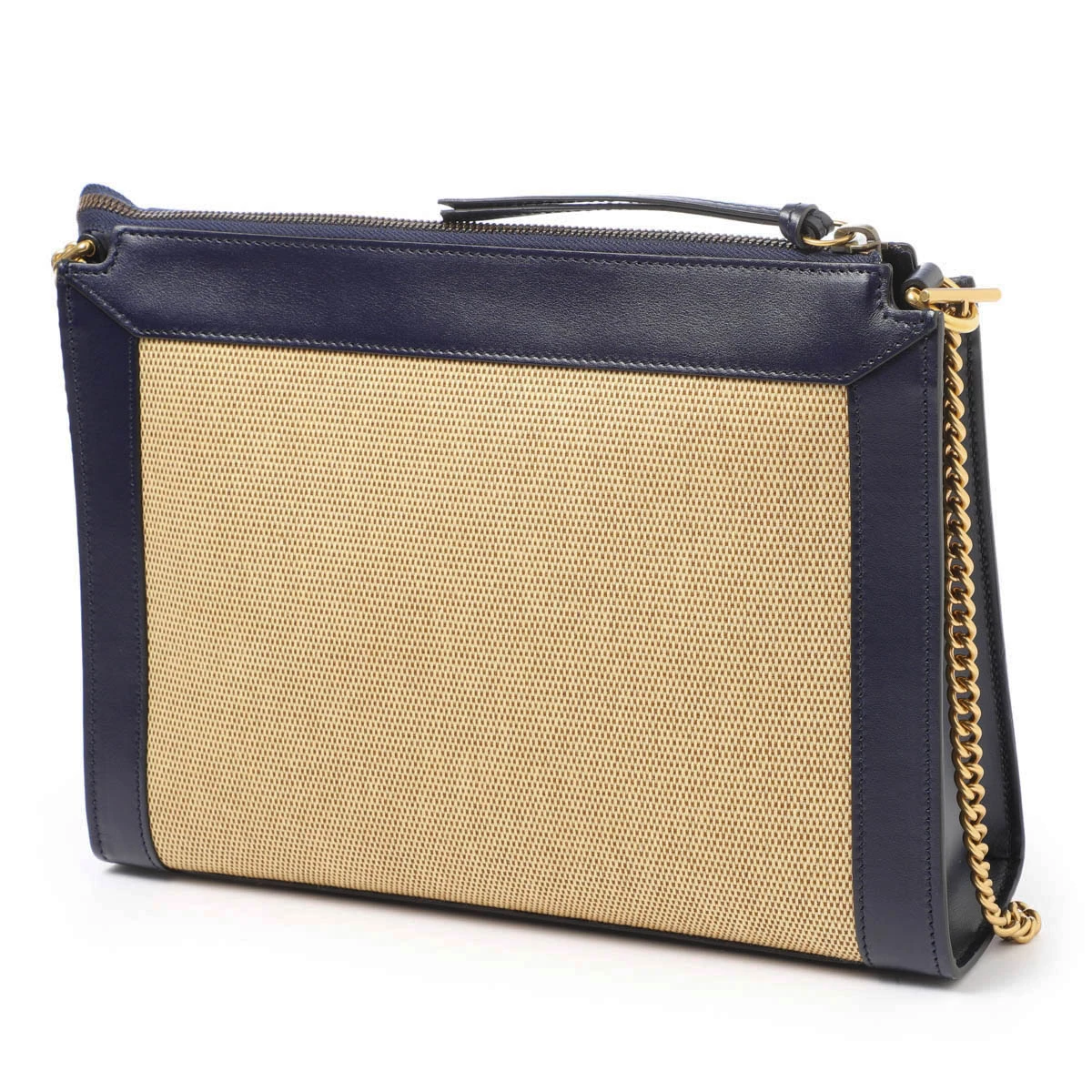 Gucci Navy Blue/Beige Small Dahlia Chain Shoulder Bag