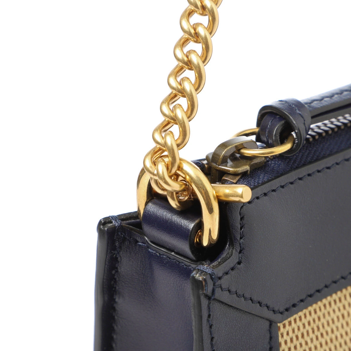 Gucci Navy Blue/Beige Small Dahlia Chain Shoulder Bag