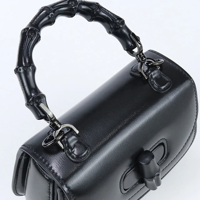 Gucci Black Leather Mini Bamboo 1947 Top Handle Bag