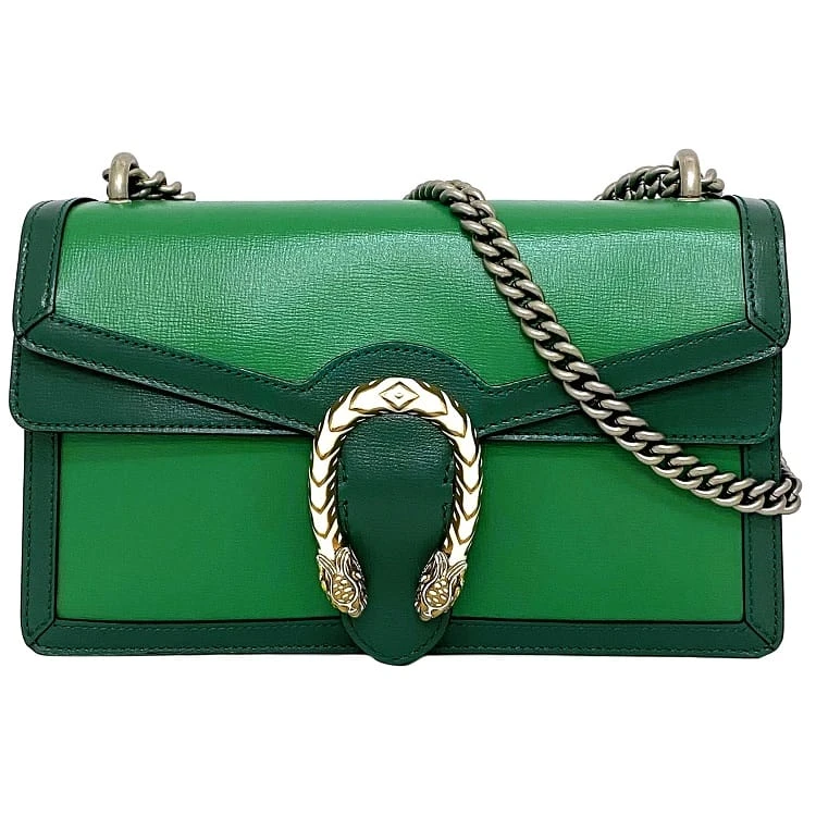 Gucci Green Leather Dionysus Chain Shoulder Bag