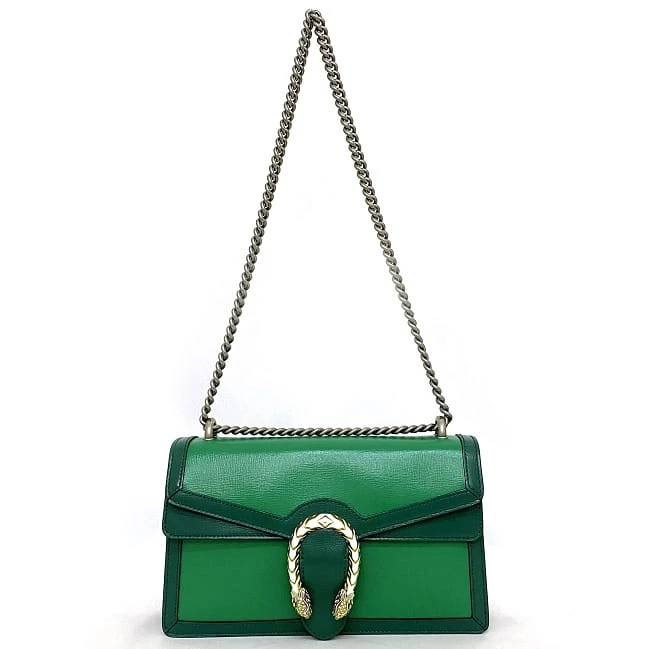 Gucci Green Leather Dionysus Chain Shoulder Bag