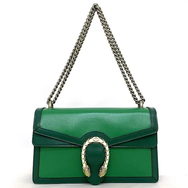 Gucci Green Leather Dionysus Chain Shoulder Bag