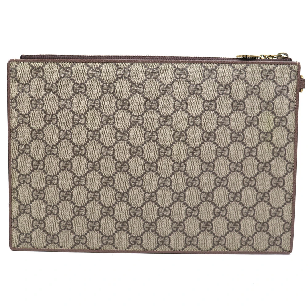 Gucci Beige GG Supreme Coated Canvas Courier Wristlet Pouch