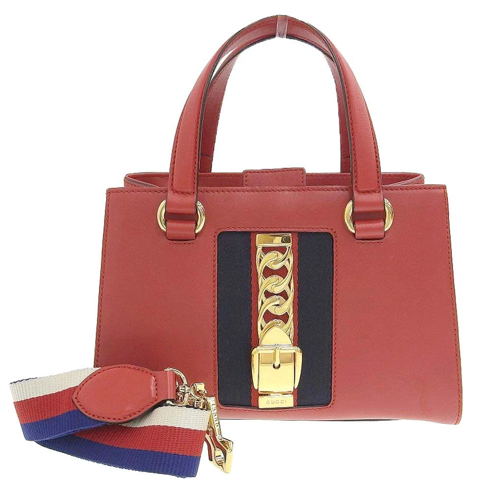 Gucci Red Leather Medium Sylvie Tote Bag