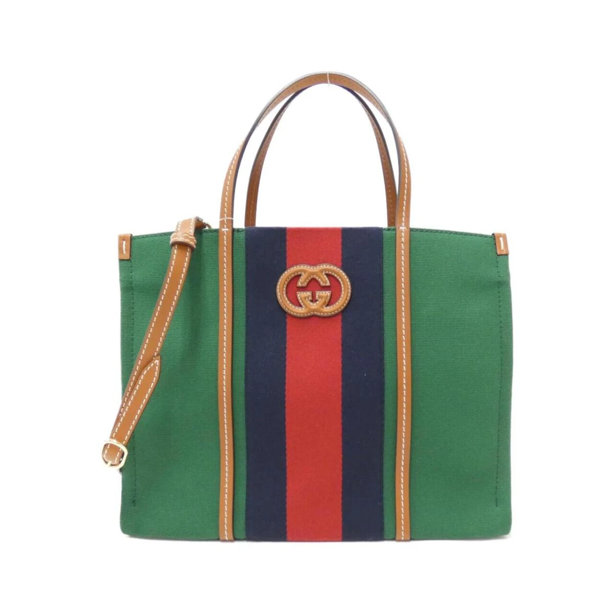 Gucci Green Canvas Web Medium Interlocking G Tote Bag