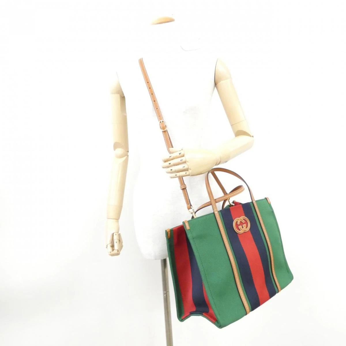 Gucci Green Canvas Web Medium Interlocking G Tote Bag