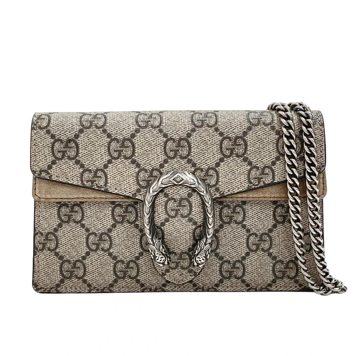 Gucci Beige GG Supreme Canvas and Suede Mini Dionysus Shoulder Bag