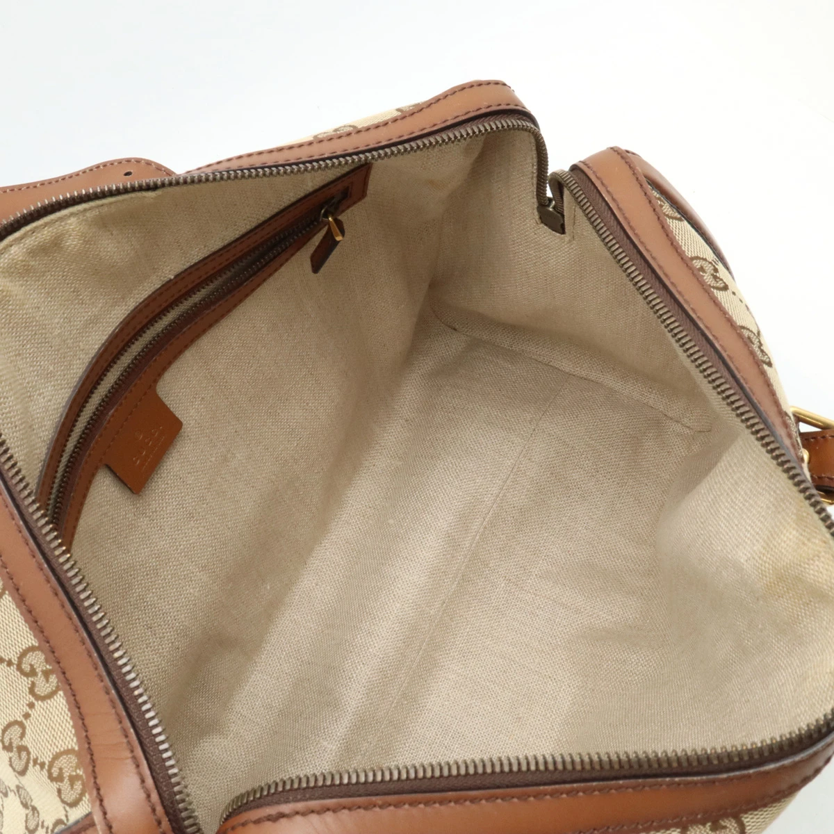 Gucci Beige/Brown GG Canvas and Leather Large Boston Bag