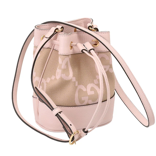 Gucci Beige/Pink Ophidia Jumbo GG Mini Bucket Bag