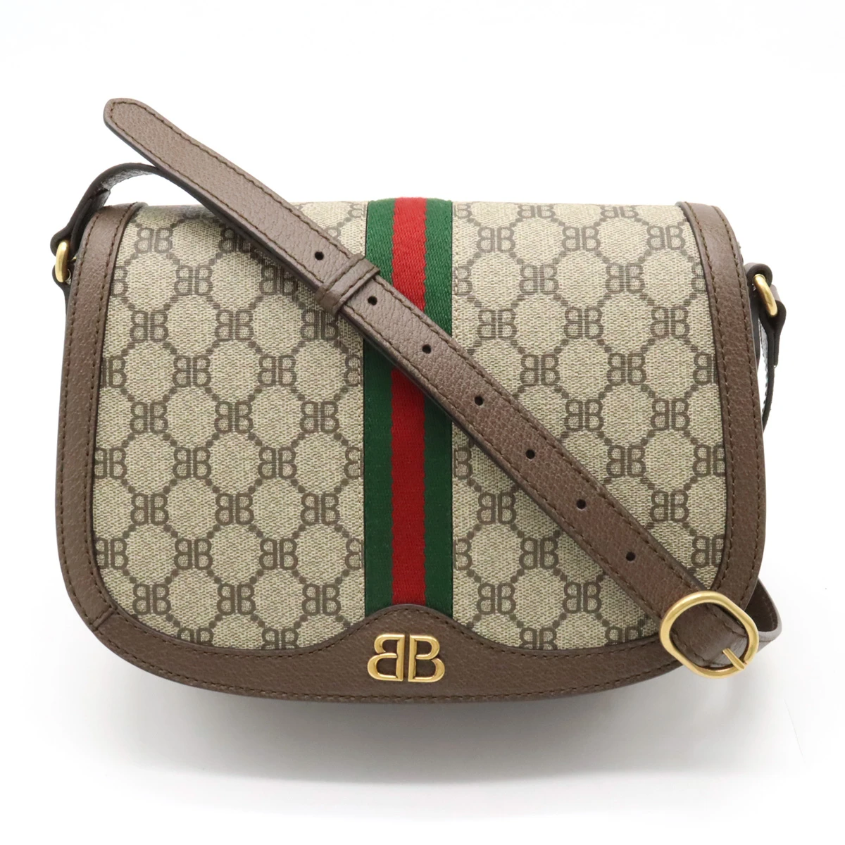 Gucci x Balenciaga Beige/Brown Canvas and Leather The Hacker Project BB Supreme Ophidia Messenger Bag