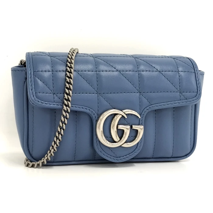 Gucci Blue GG Marmont Super Mini Matelasse Leather Bag