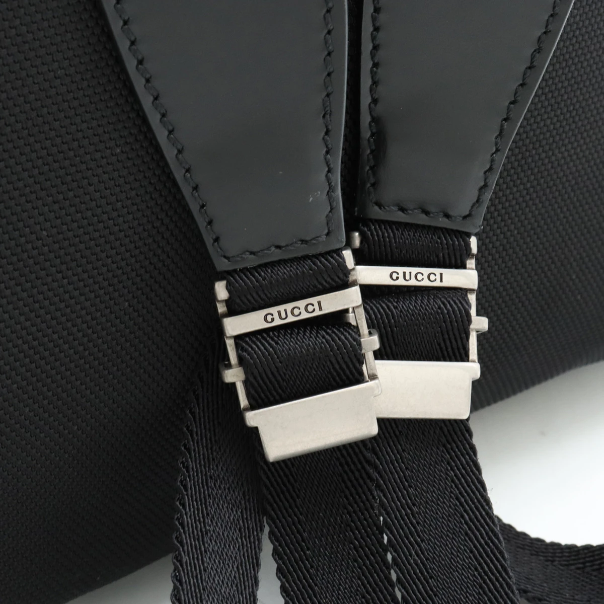 Gucci Black Techno Canvas Web Fold Over Backpack