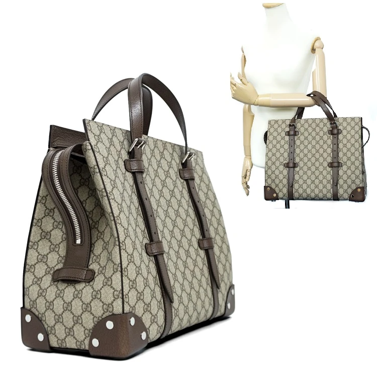 Gucci Beige/Brown GG Supreme Canvas and Leather Tote Bag