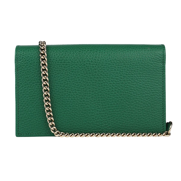 Gucci Green Calfskin Leather Dollar Interlocking G Chain Shoulder Bag