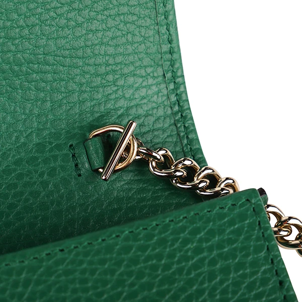 Gucci Green Calfskin Leather Dollar Interlocking G Chain Shoulder Bag