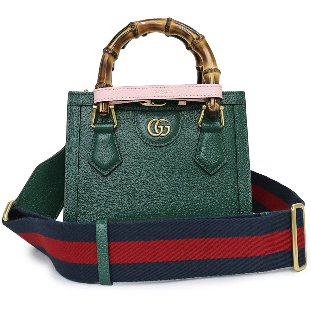 Gucci Green Calfskin Leather Mini Diana Tote Bag