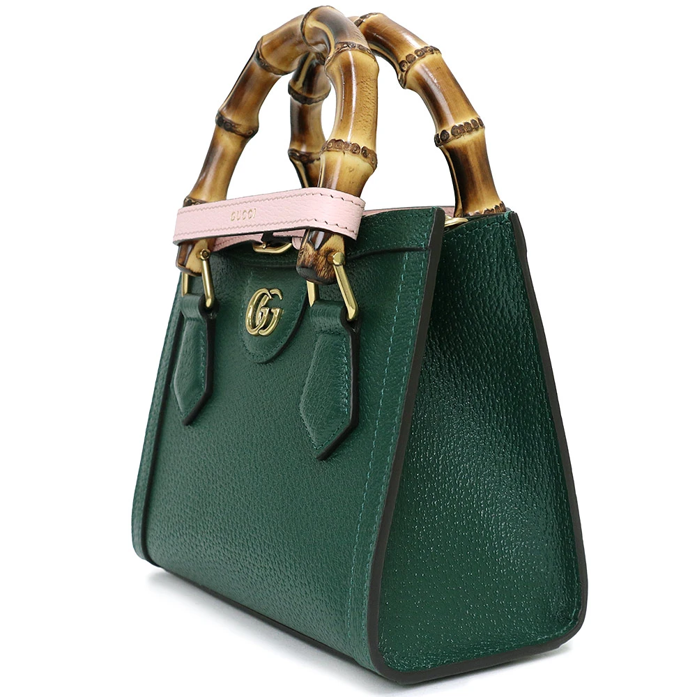 Gucci Green Calfskin Leather Mini Diana Tote Bag