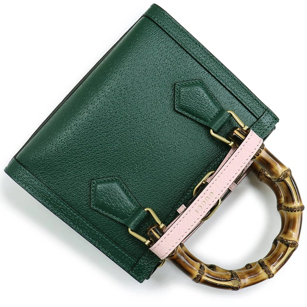 Gucci Green Calfskin Leather Mini Diana Tote Bag