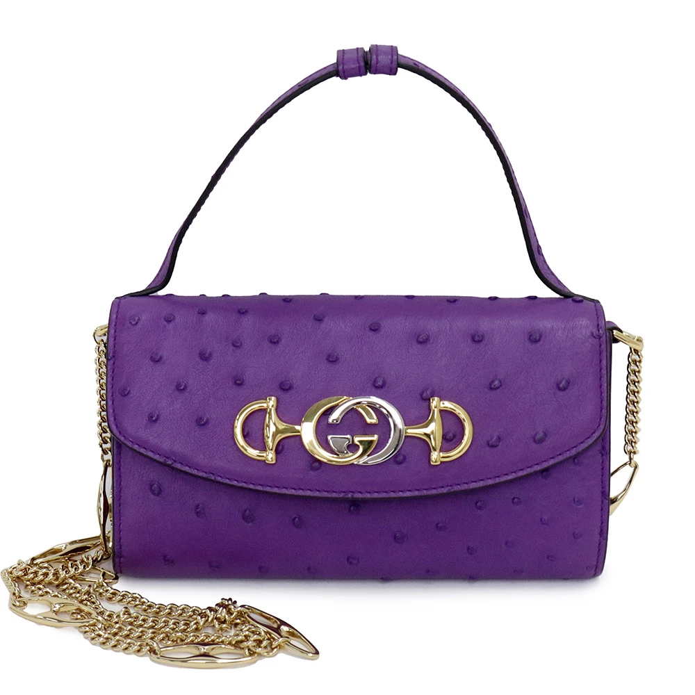 Gucci Purple Ostrich Leather Zumi Clutch Bag