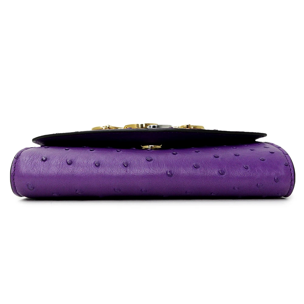 Gucci Purple Ostrich Leather Zumi Clutch Bag