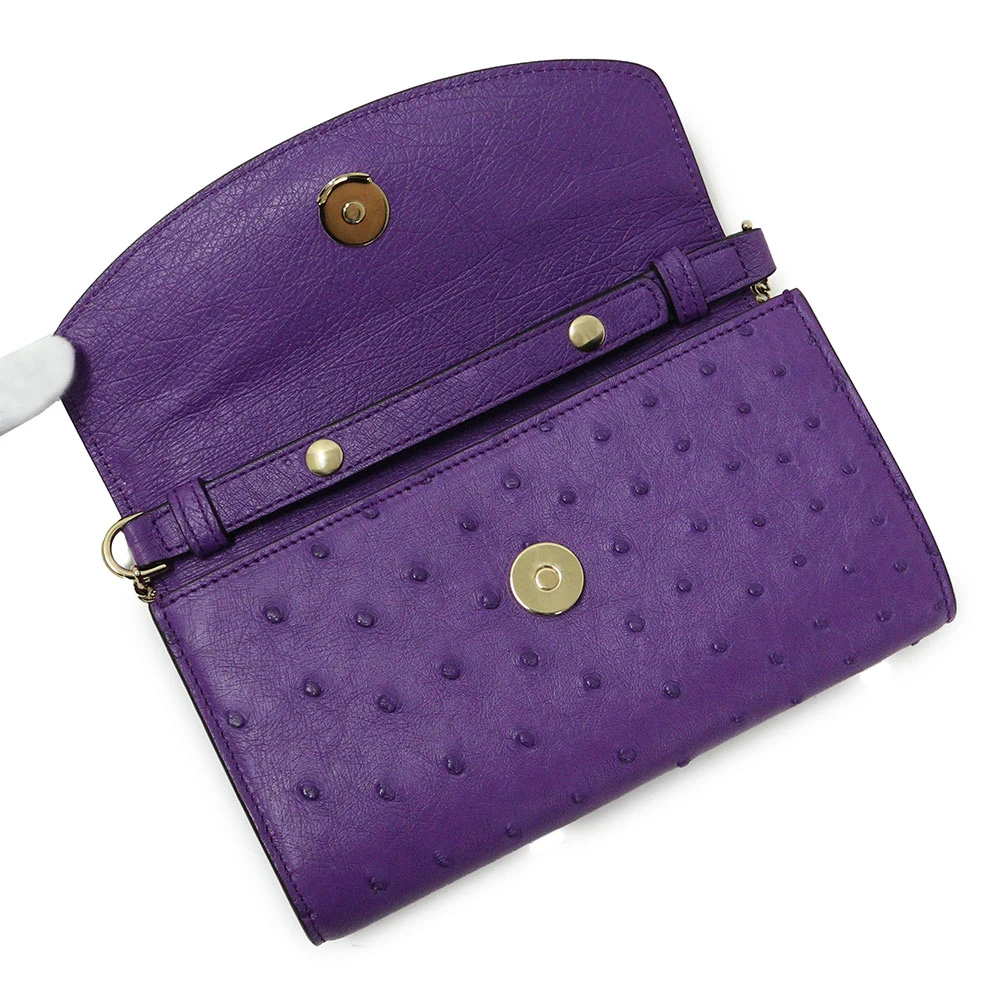 Gucci Purple Ostrich Leather Zumi Clutch Bag