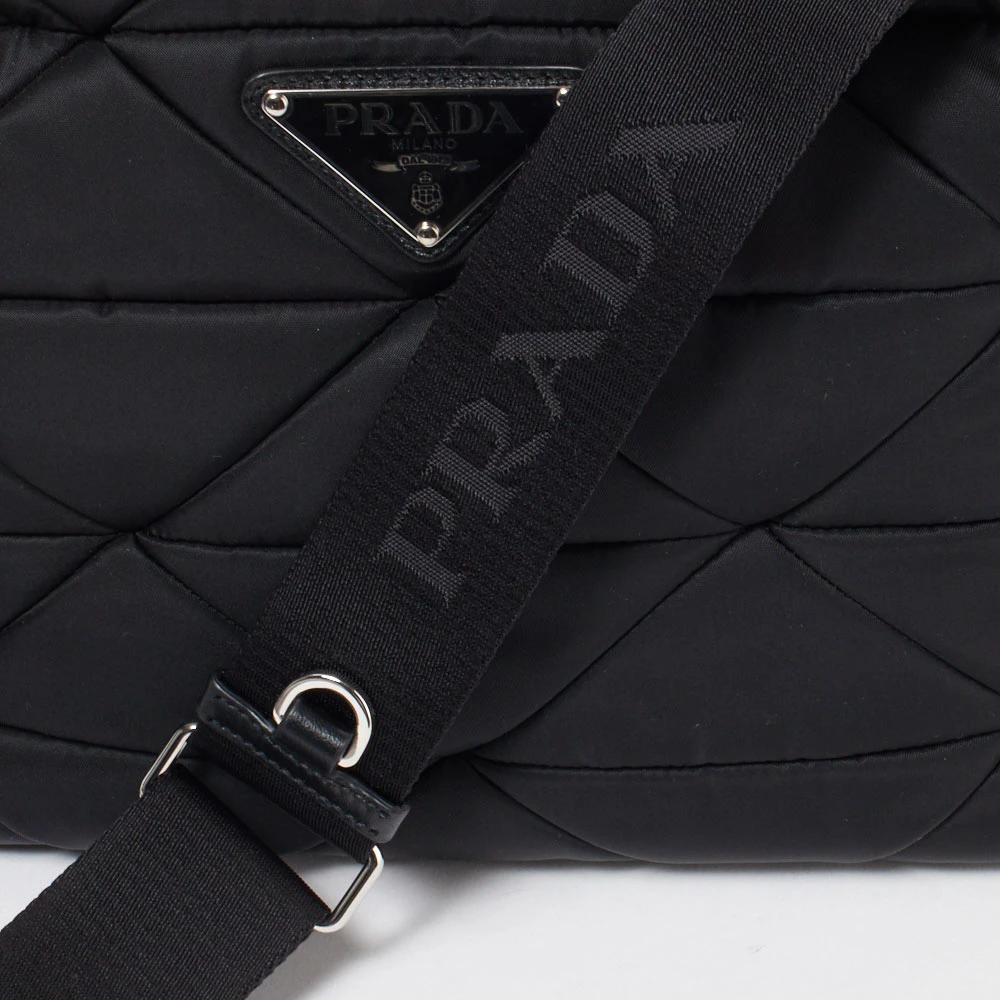 Prada Re-Nylon Triangle Logo Plaque Padded Tote Bag