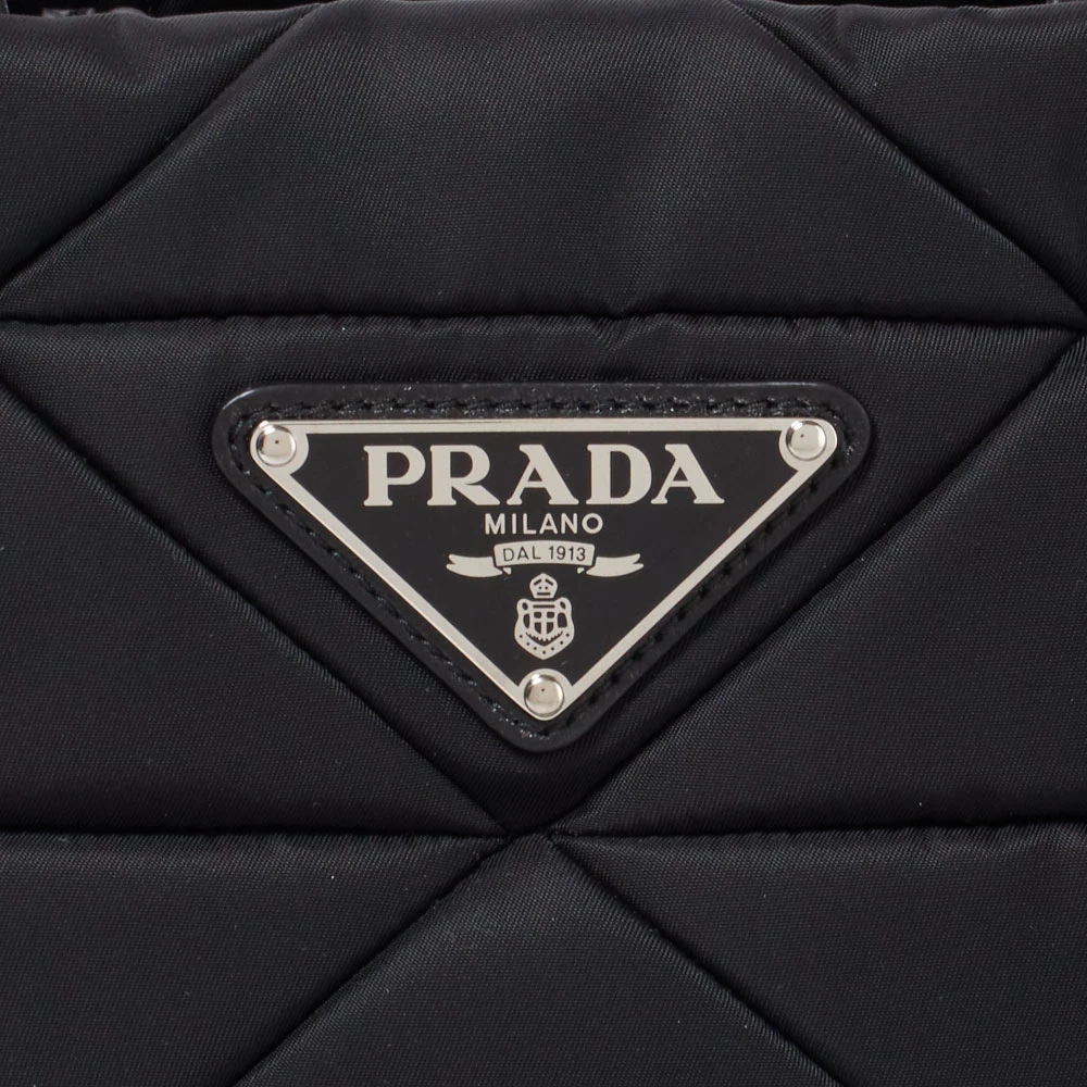 Prada Re-Nylon Triangle Logo Plaque Padded Tote Bag