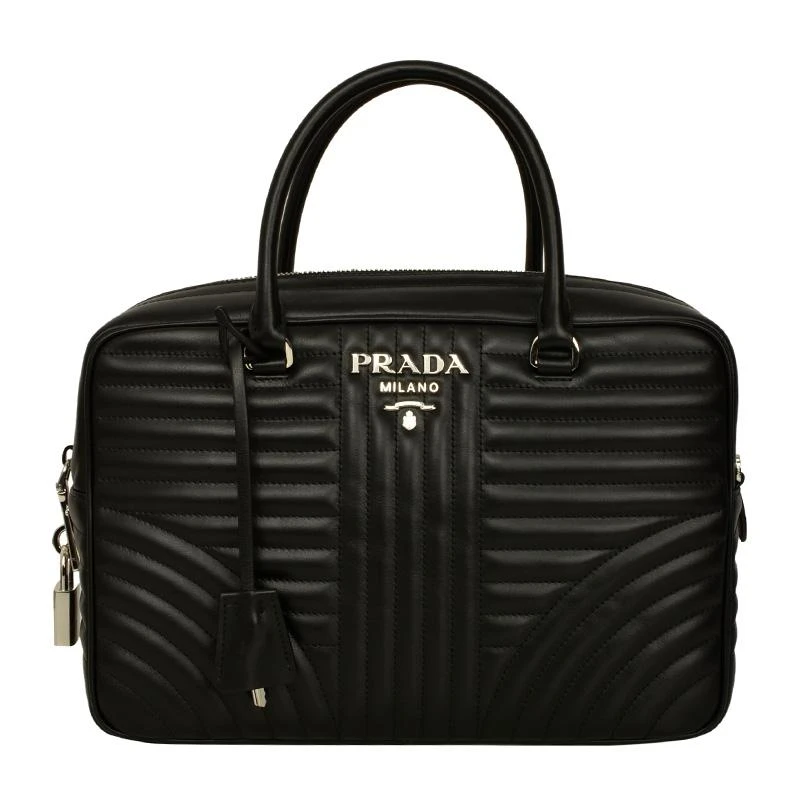 Prada Black Leather Bauletto Satchel Bag