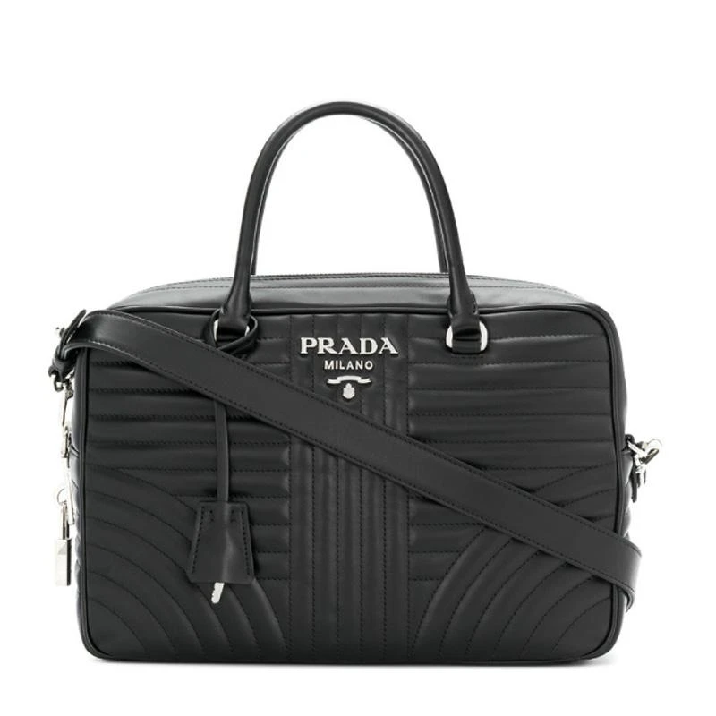 Prada Black Leather Bauletto Satchel Bag