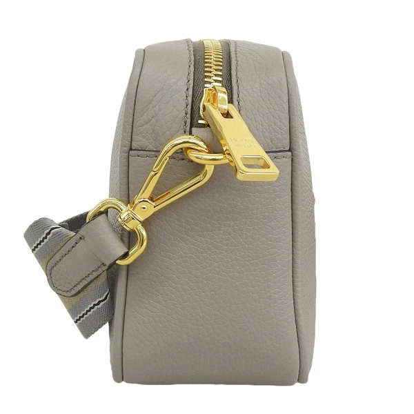 Prada Grey Leather Logo Shoulder Bag