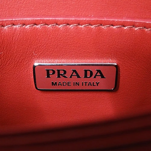 Prada Red Brushed Leather Triangle Logo Shoulder Bag