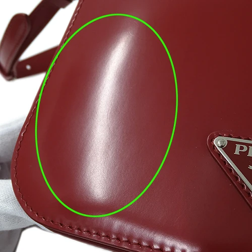 Prada Red Brushed Leather Triangle Logo Shoulder Bag