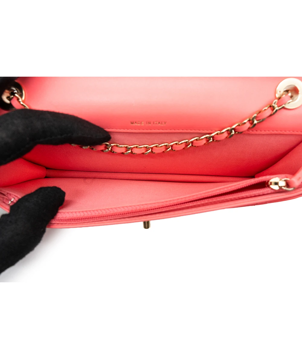 Chanel Wide Trendy CC Wallet on Chain in Hot Pink Lambskin Leather with Gold Hardware