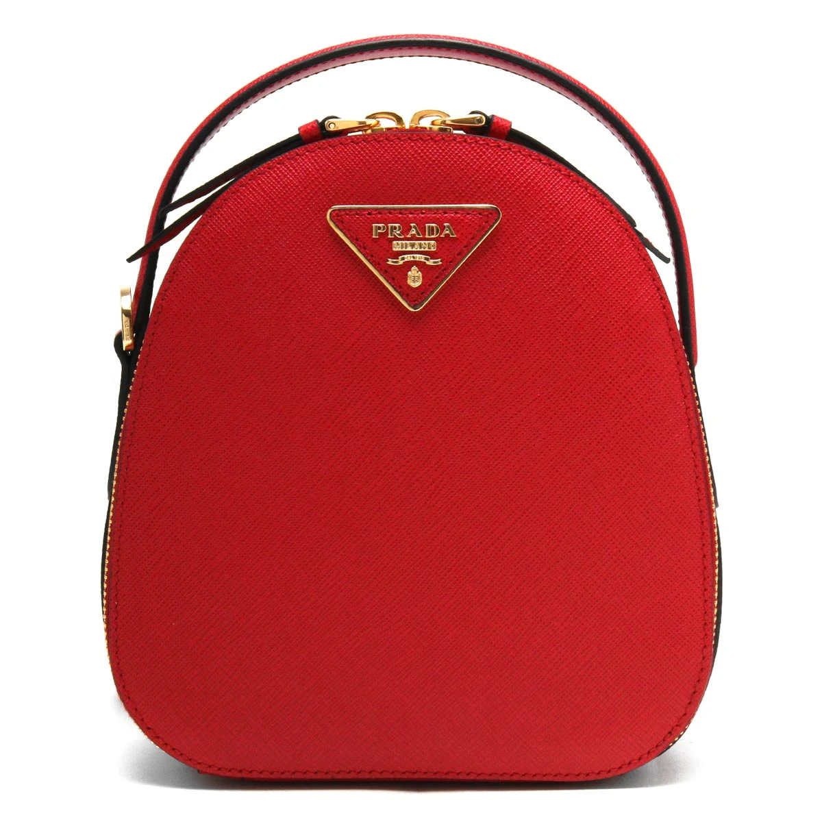 Prada Red Saffiano Leather Triangle Logo Mini Rucksack Bag