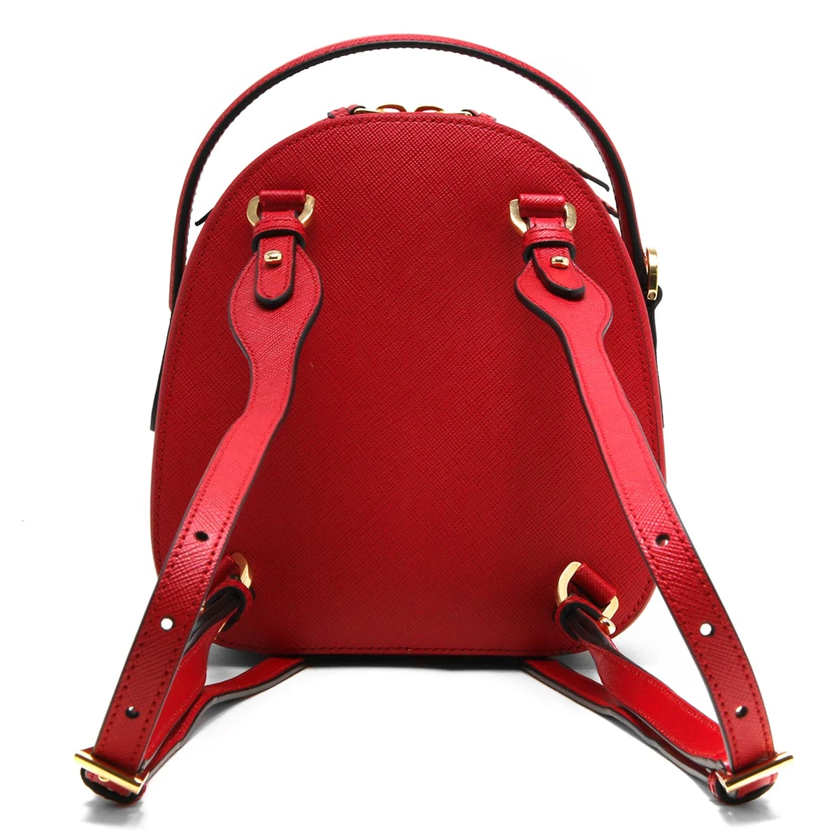 Prada Red Saffiano Leather Triangle Logo Mini Rucksack Bag