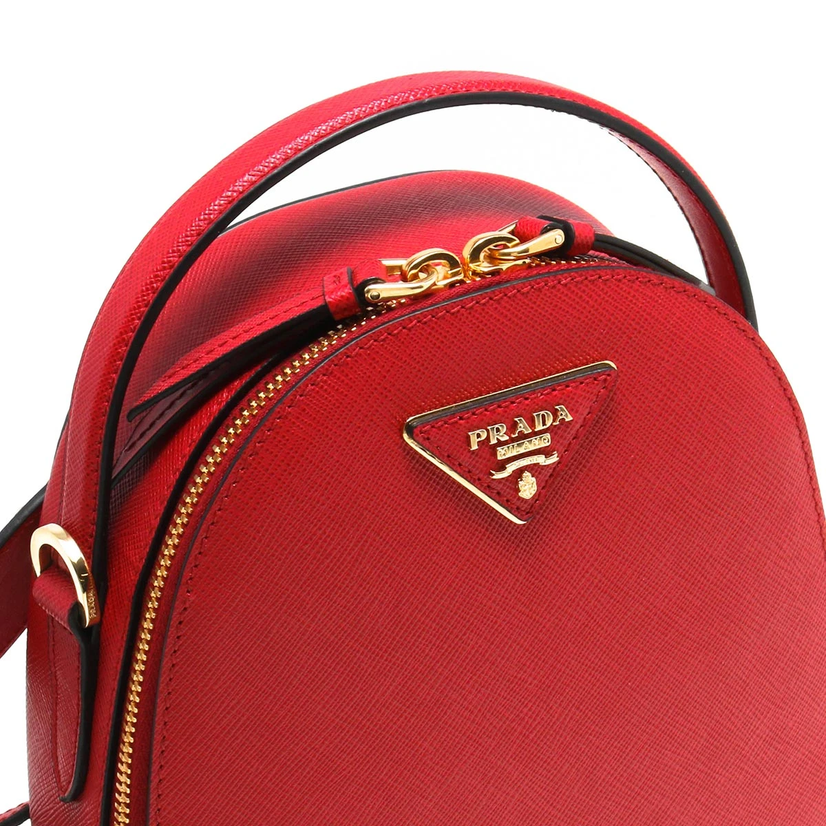 Prada Red Saffiano Leather Triangle Logo Mini Rucksack Bag