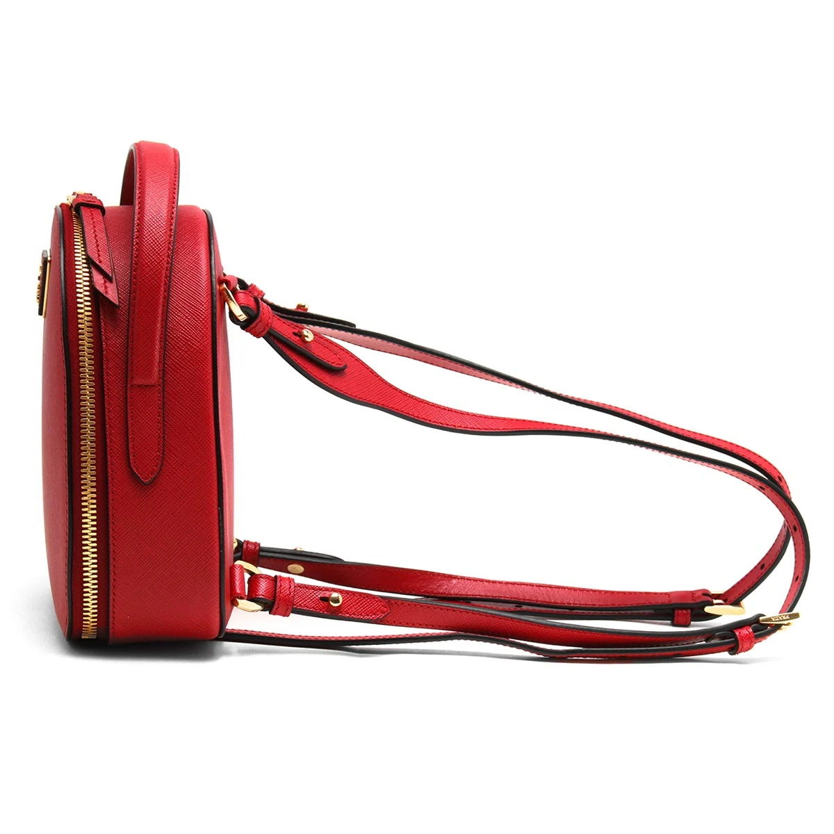 Prada Red Saffiano Leather Triangle Logo Mini Rucksack Bag