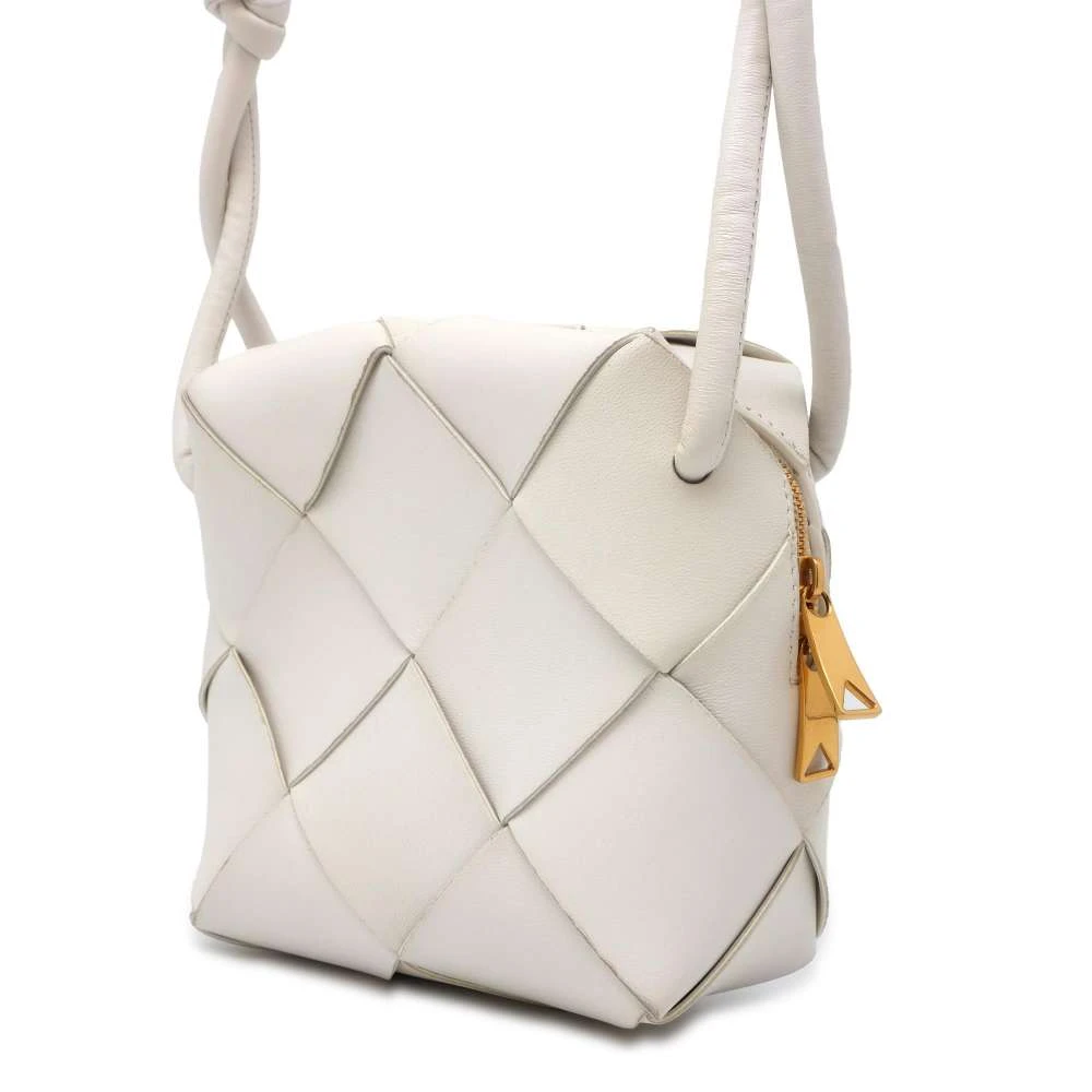 Bottega Veneta White Intreccio Leather Mini Cassette Camera Crossbody Bag