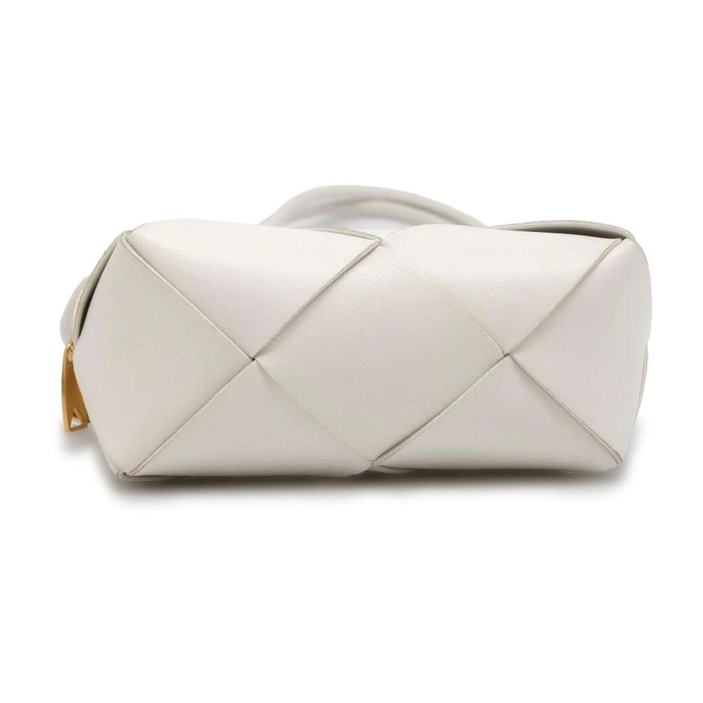 Bottega Veneta White Intreccio Leather Mini Cassette Camera Crossbody Bag