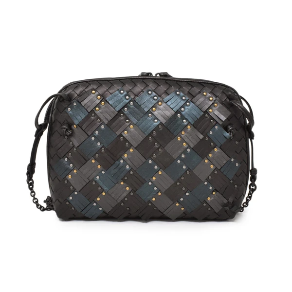 Bottega Veneta Multicolor Nappa Intrecciato Fringe Studded Nodini Crossbody Messenger Bag