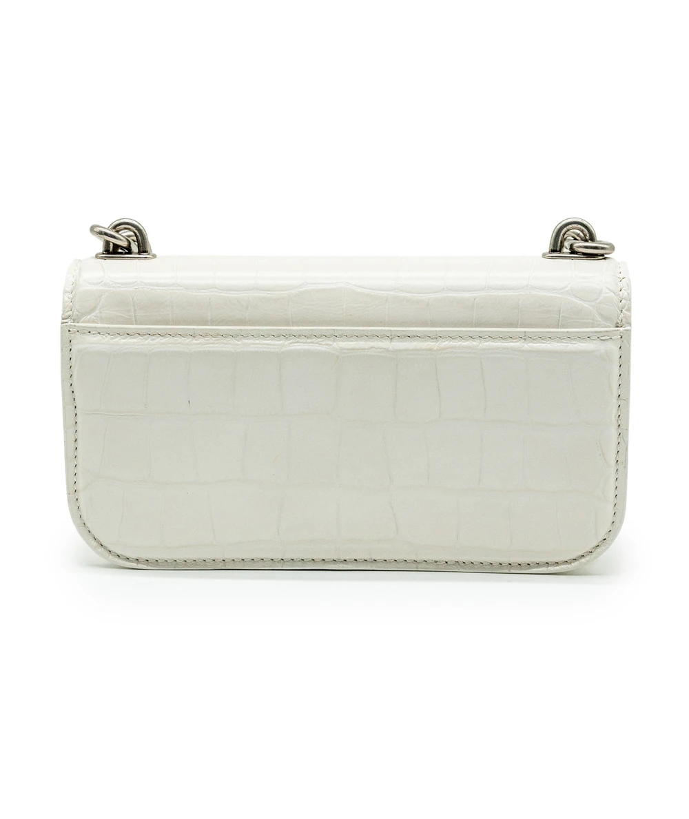 Balenciaga White Patterned Leather XS Gossip Shoulder bag