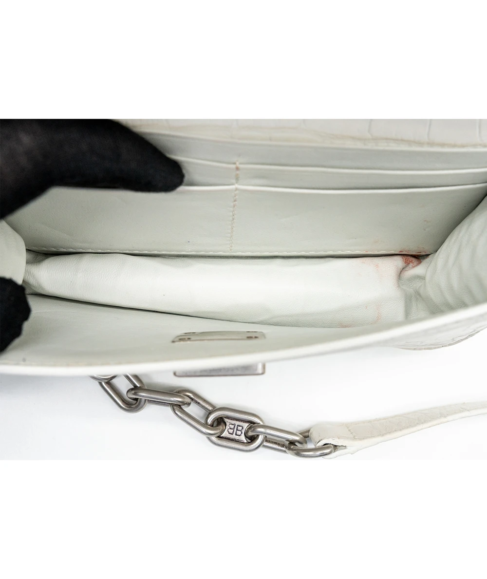 Balenciaga White Patterned Leather XS Gossip Shoulder bag