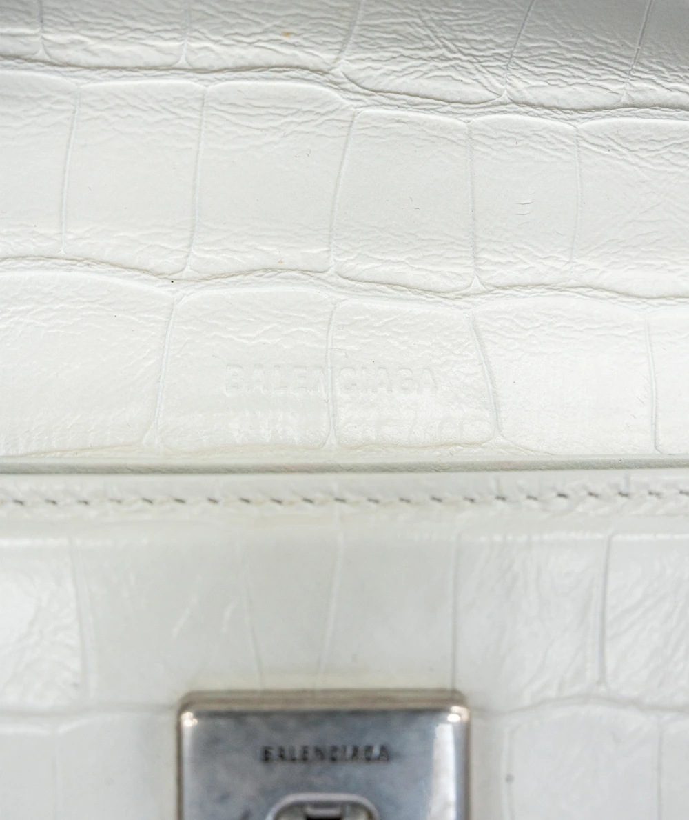 Balenciaga White Patterned Leather XS Gossip Shoulder bag