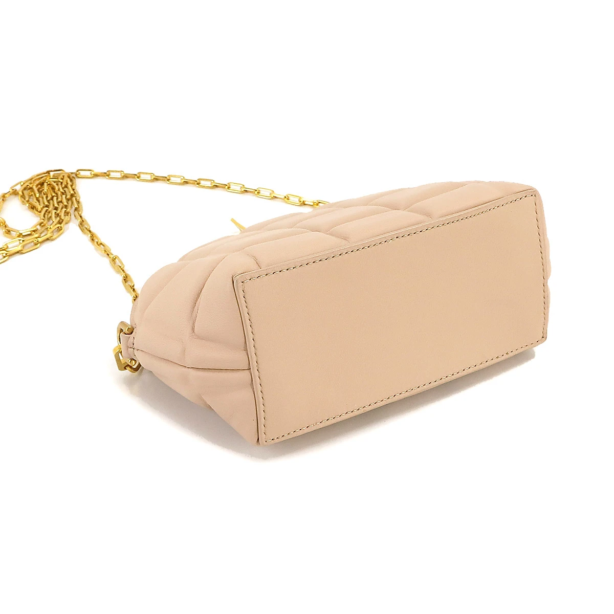 Bottega Veneta Beige Leather Padded Half Moon Chain Shoulder Bag