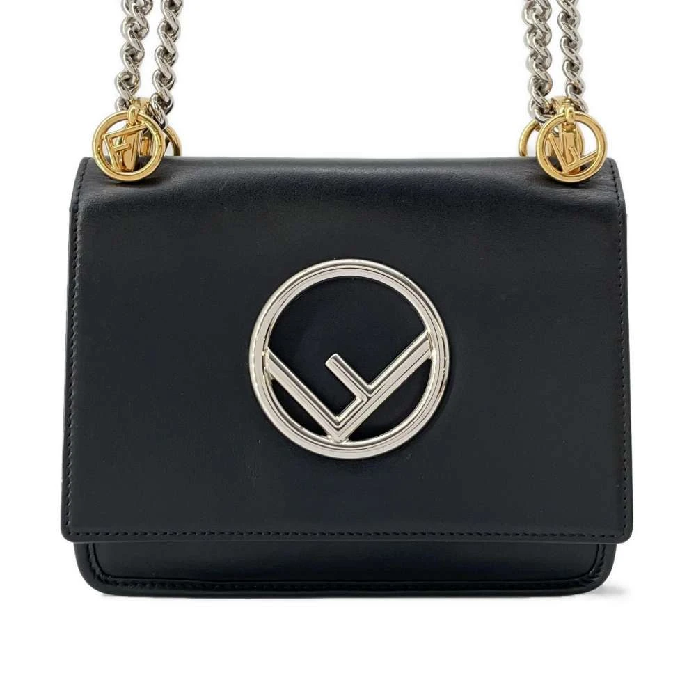 Fendi Black Leather Kan I F Shoulder Bag