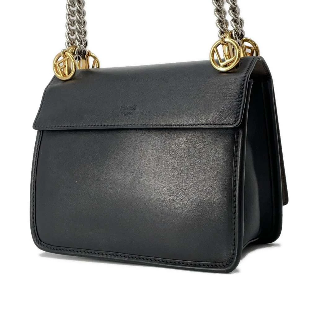 Fendi Black Leather Kan I F Shoulder Bag